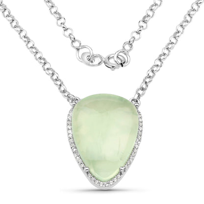 10.77 Carat Genuine Prehnite And White Topaz .925 Sterling Silver Pendant Bids.com