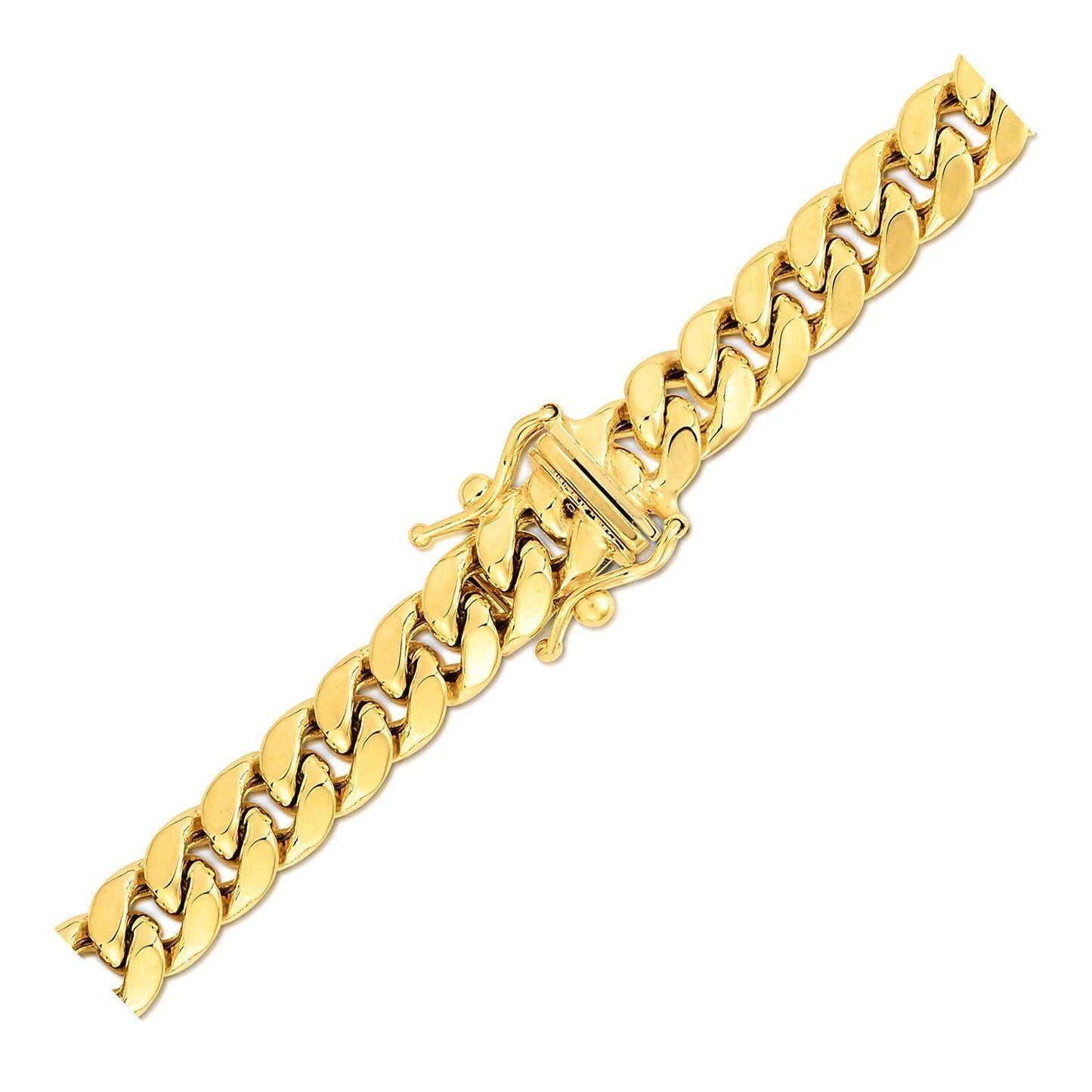 6.9mm 14k Yellow Gold Semi Solid Miami Cuban Chain Bids.com