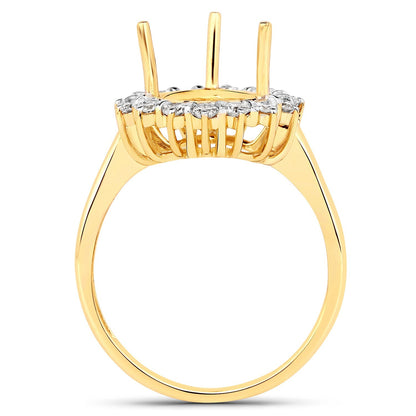 0.48 Carat Genuine White Diamond 14K Yellow Gold Semi Mount Ring - holds 11x9mm Pear Gemstone Bids.com