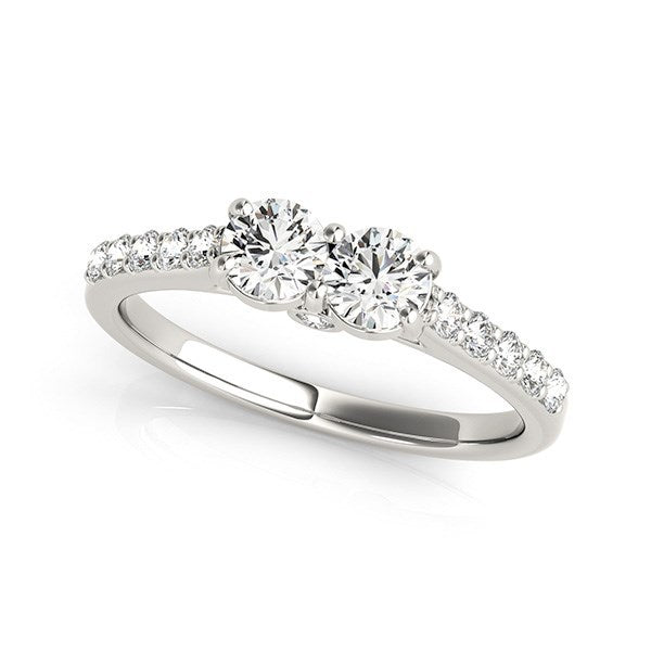14k White Gold Round Two Stone Diamond Ring (3/4 cttw) Bids.com