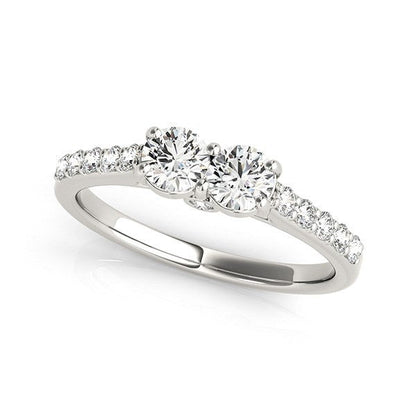 14k White Gold Round Two Stone Diamond Ring (3/4 cttw) Bids.com