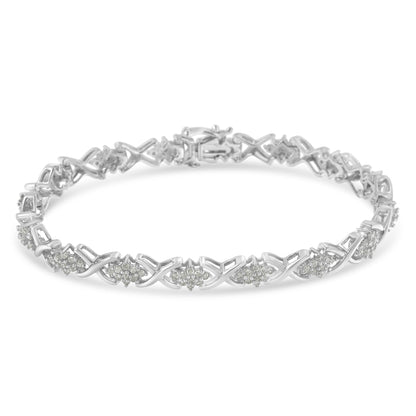.925 Sterling Silver 1-1/2 Cttw Diamond Cluster X Link 7" Tennis Bracelet (I-J color, I3 clarity) Bids.com