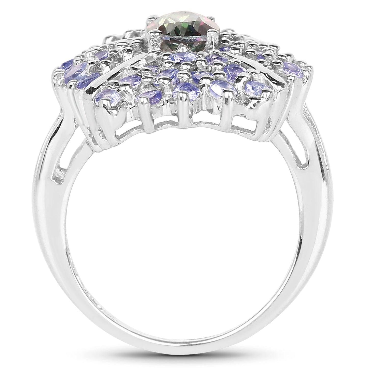 2.86 Carat Genuine Mystic Topaz and Tanzanite .925 Sterling Silver Ring Bids.com