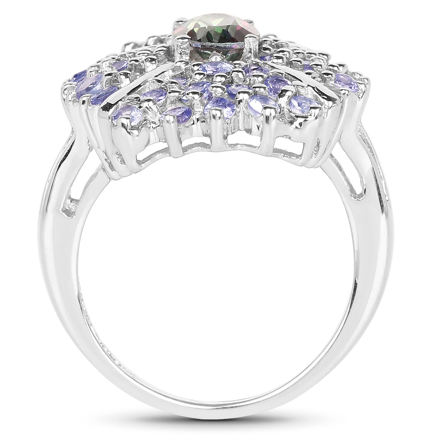 2.86 Carat Genuine Mystic Topaz and Tanzanite .925 Sterling Silver Ring Bids.com