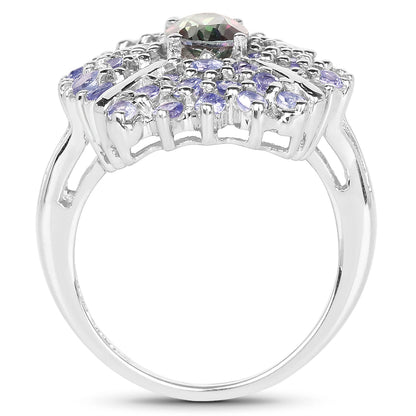 2.86 Carat Genuine Mystic Topaz and Tanzanite .925 Sterling Silver Ring Bids.com