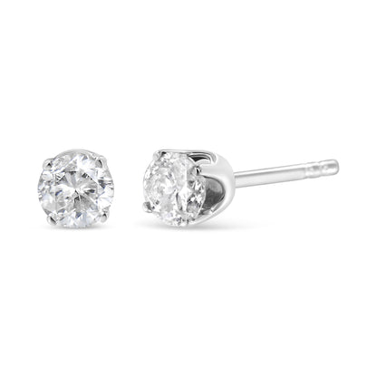 14K White Gold 5/8 Cttw Round Brilliant-Cut Lab Grown Diamond Classic 4-Prong Push back Stud Earrings (F-G Color, VS1-VS2 Clarity) Bids.com