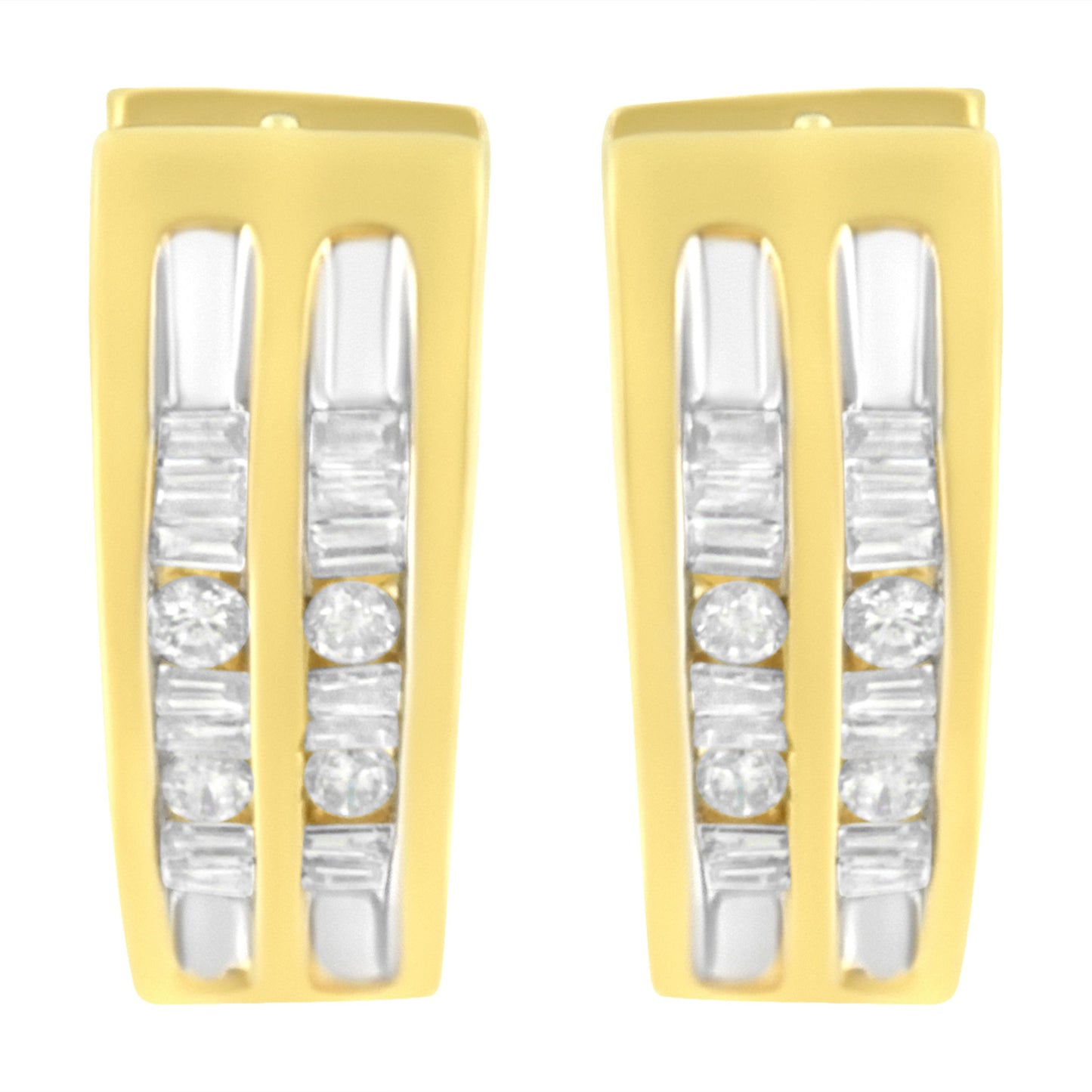 10K Yellow Gold 1/2 cttw Diamond Huggy Heart Hoop Earrings (I-J Clarity, I2-I3 Color) Bids.com