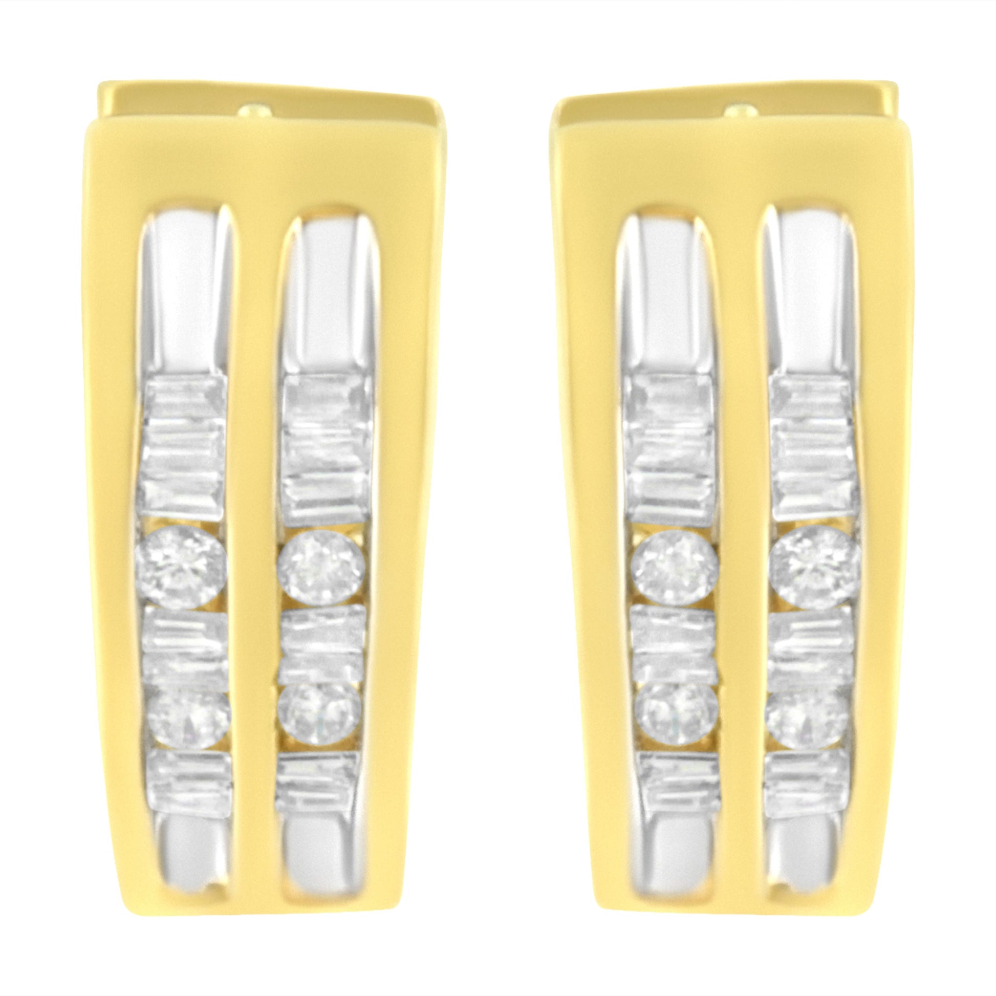 10K Yellow Gold 1/2 cttw Diamond Huggy Heart Hoop Earrings (I-J Clarity, I2-I3 Color) Bids.com