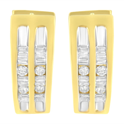 10K Yellow Gold 1/2 cttw Diamond Huggy Heart Hoop Earrings (I-J Clarity, I2-I3 Color) Bids.com