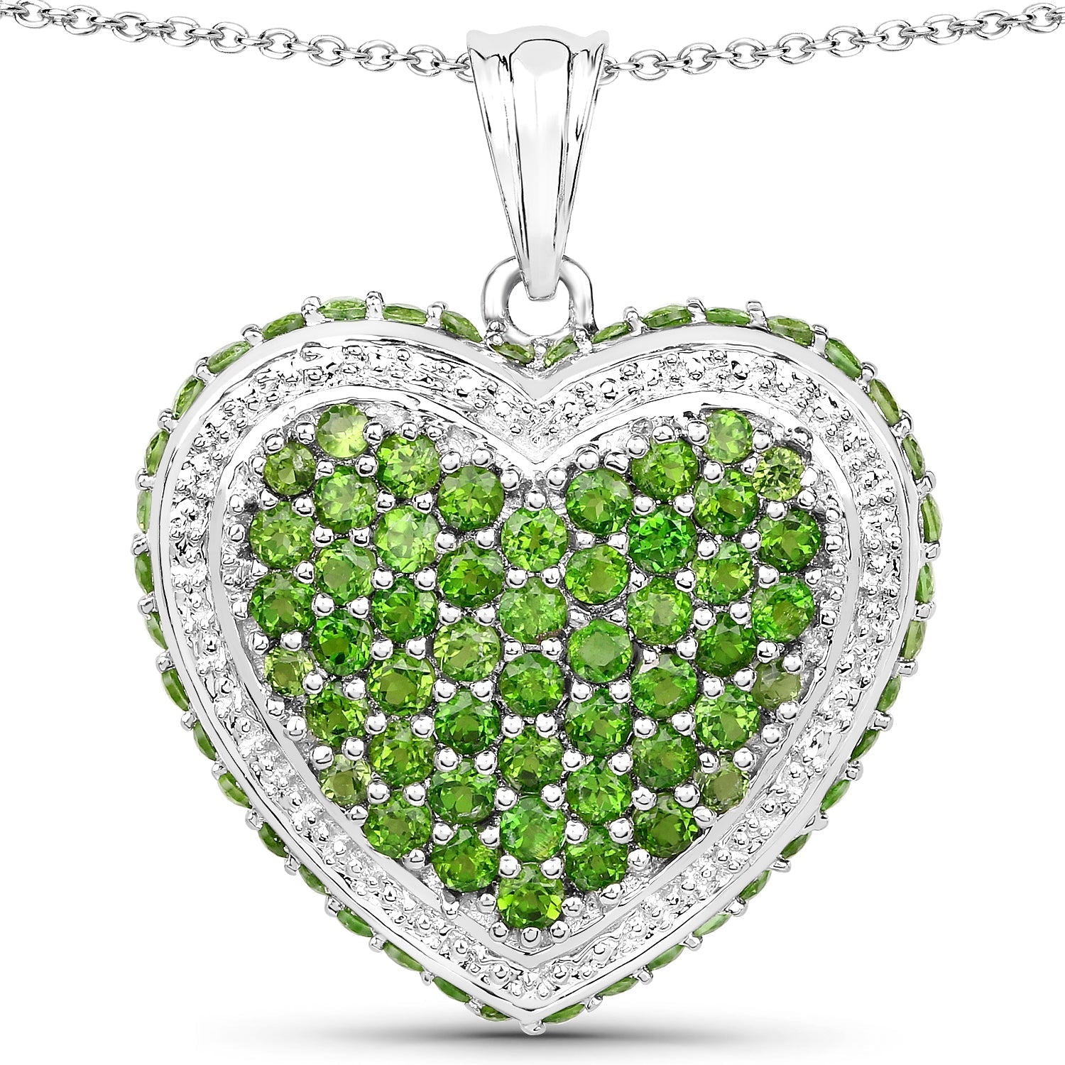 4.62 Carat Genuine Chrome Diopside .925 Sterling Silver Pendant Bids.com