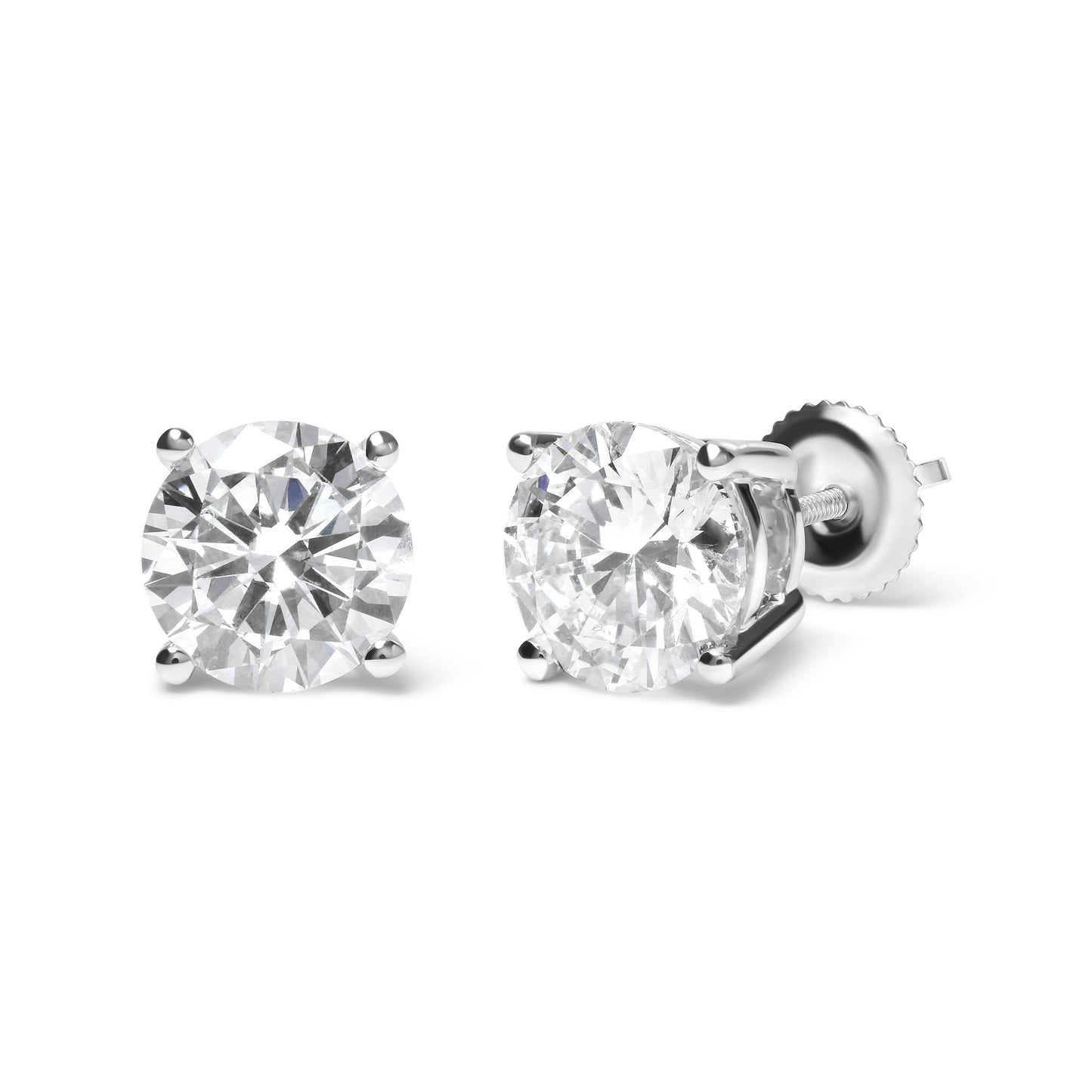 IGI Certified 14K White Gold 5.00 Cttw Round Brilliant-Cut Lab Grown Diamond Classic 4-Prong Stud Earrings with Screw Backs (F-G Color, SI1 Clarity) Bids.com