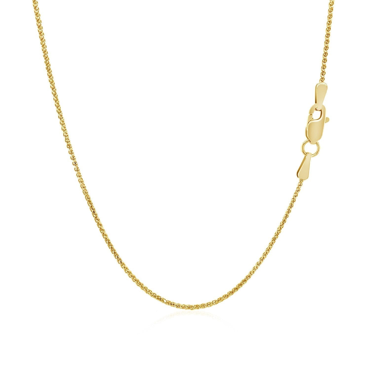 14k Yellow Gold Diamond Cut Round Wheat Chain 1.0mm Bids.com