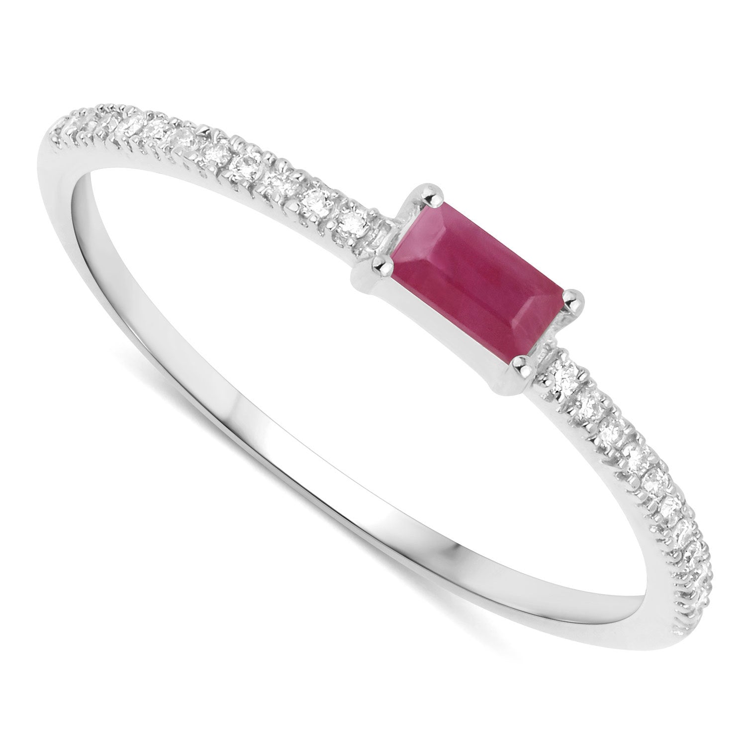 0.22 Carat Genuine Ruby and White Diamond 14K White Gold Ring Bids.com