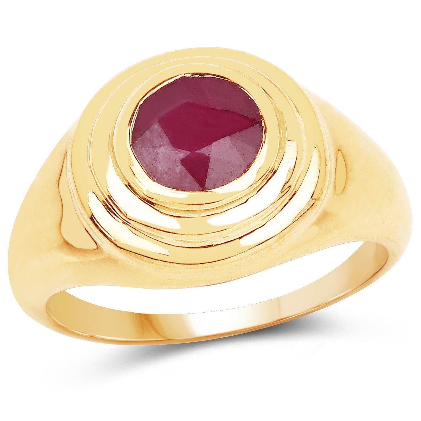14K Yellow Gold Plated 1.65 Carat Genuine Glass Filled Ruby .925 Sterling Silver Ring Bids.com