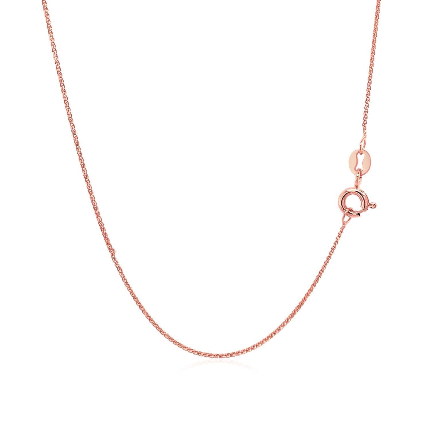 14k Rose Gold Diamond Cut Round Wheat Chain 0.6mm Bids.com