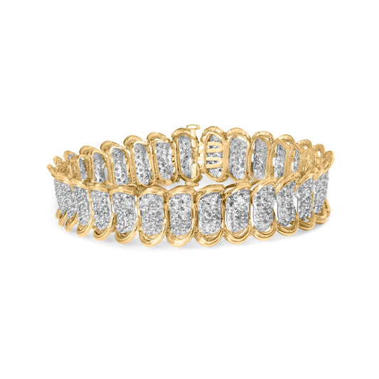 10K Yellow Gold 4.00 Cttw Pave Diamond Classic Link 7" Bracelet (I-J Color, I2-I3 Clarity) Bids.com