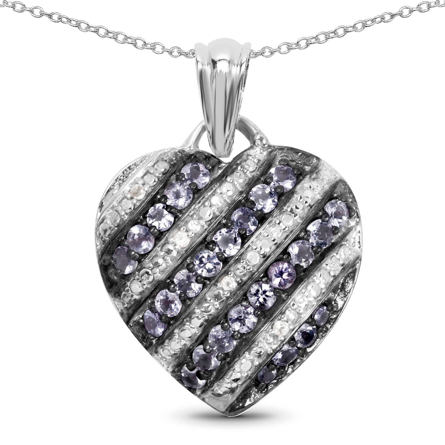 1.30 Carat Genuine Tanzanite and White Topaz .925 Sterling Silver Pendant Bids.com