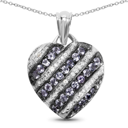 1.30 Carat Genuine Tanzanite and White Topaz .925 Sterling Silver Pendant Bids.com