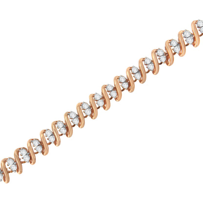 14KT Rose Gold Plated Sterling Silver Diamond S Link Tennis Bracelet (2 cttw, J-K Color, I1-I2 Clarity) - Size 7.5" Bids.com