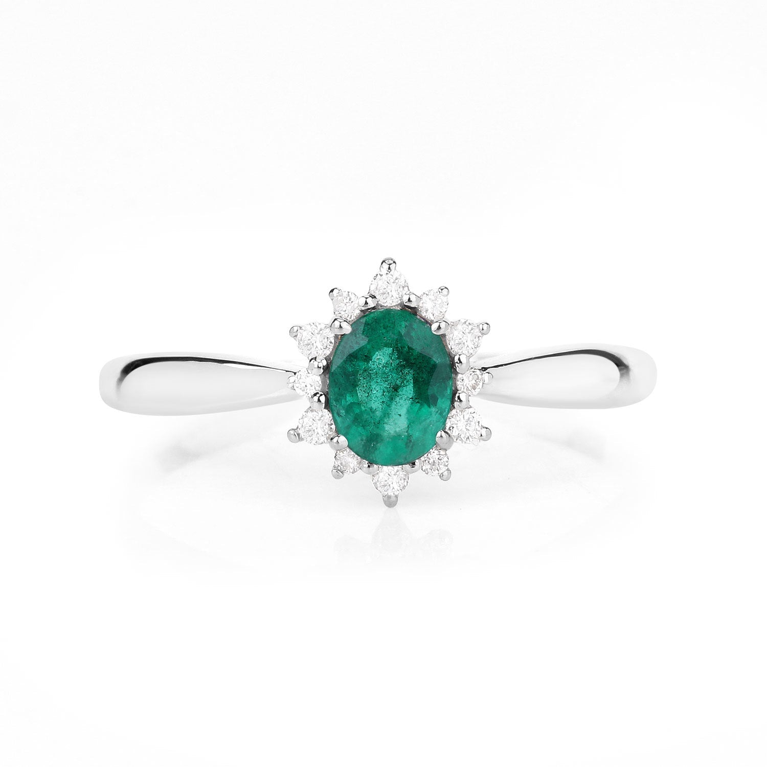 0.40 Carat Genuine Zambian Emerald and White Diamond 14K White Gold Ring Bids.com
