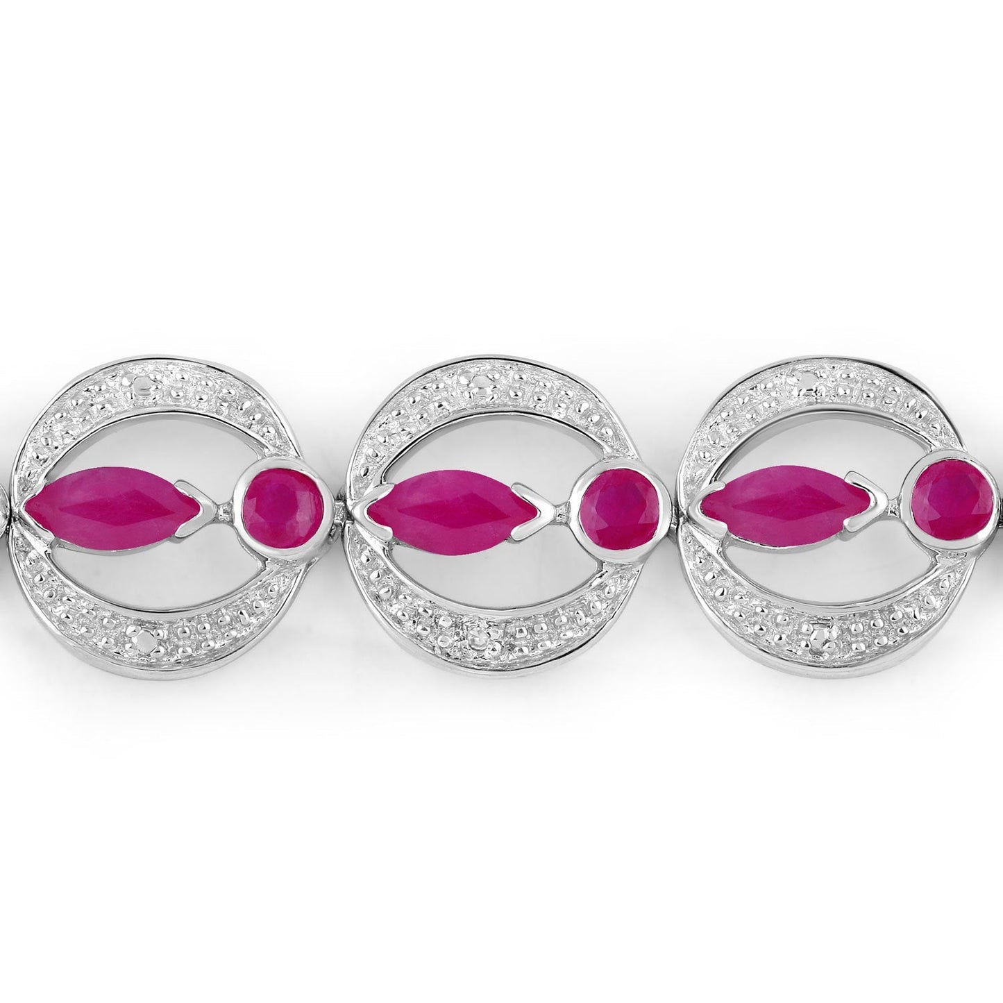 1.65 Carat Genuine Ruby and White Diamond .925 Sterling Silver Bracelet Bids.com