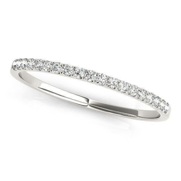 14k White Gold Slim Pave Set Diamond Wedding Band (1/8 cttw) Bids.com