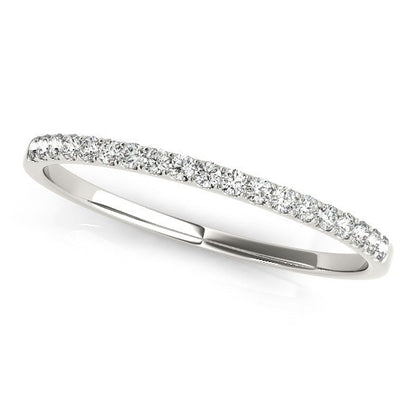 14k White Gold Slim Pave Set Diamond Wedding Band (1/8 cttw) Bids.com