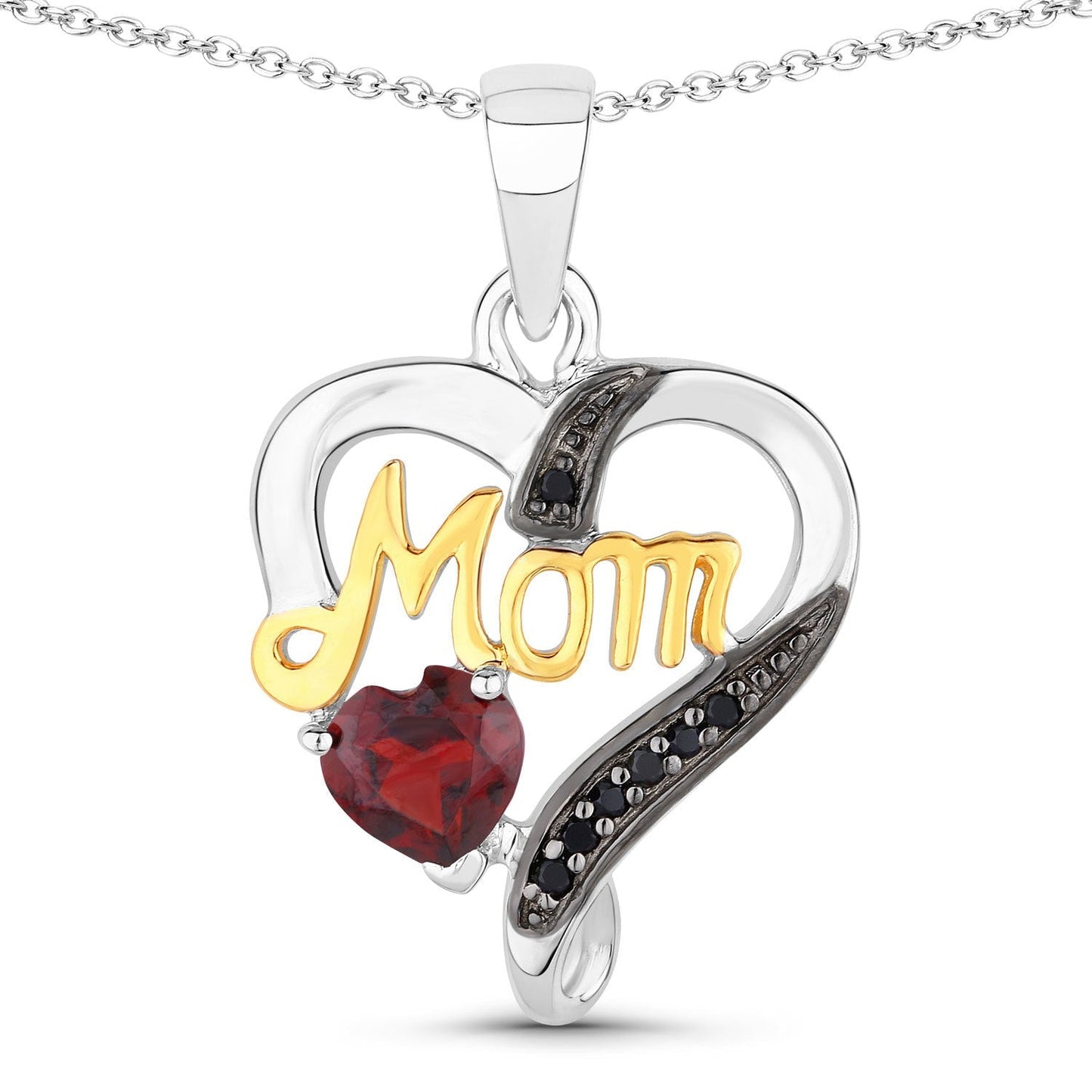 0.55 Carat Genuine Garnet and Black Spinel .925 Sterling Silver Pendant Bids.com