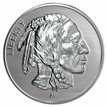 1oz .999 Fine AG Silver Round - Buffalo Indian Stamped DailySale