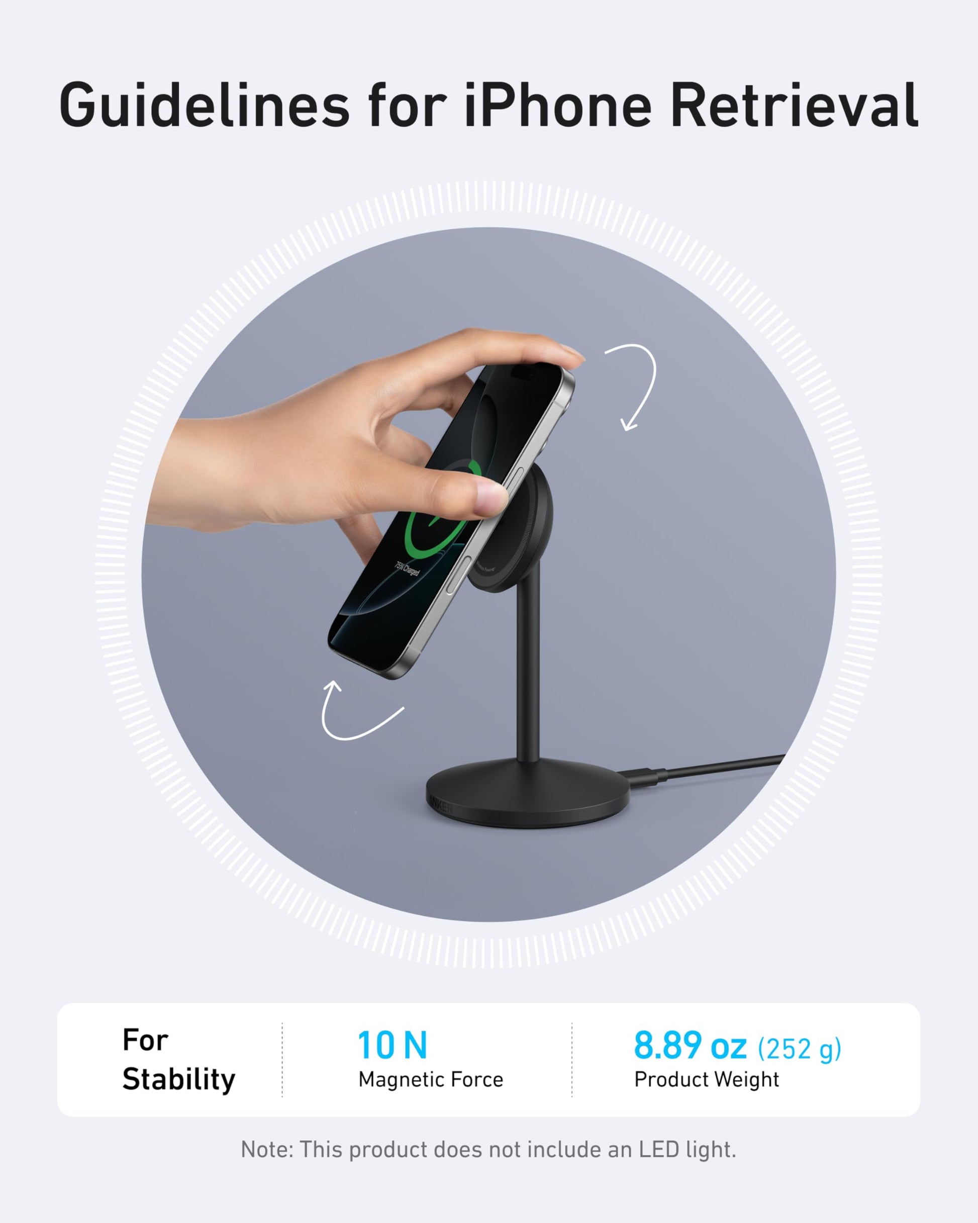 Anker MagGo Wireless Charger (Stand) with Adapter and Cable BOA Anker