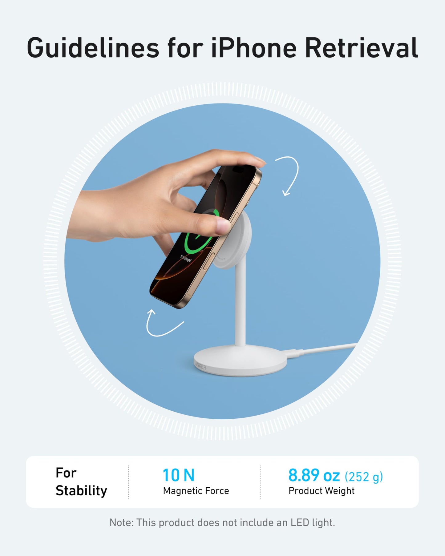 Anker MagGo Wireless Charger (Stand) with Adapter and Cable BOA Anker