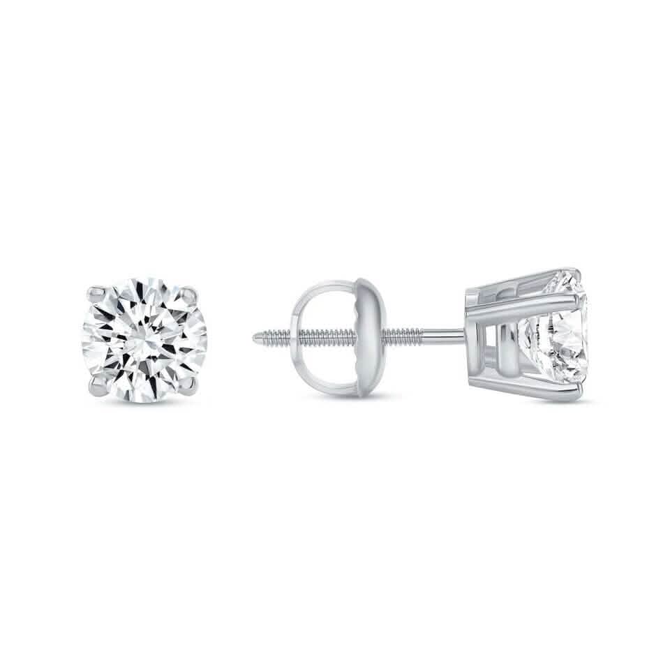 2 Ct Round Lab Created Grown Diamond Earrings 950 Platinum E/VVS Basket Screw DailySale