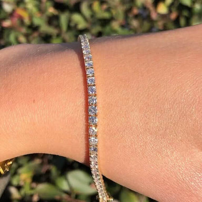 2 Ct TW Round-Cut Natural Diamond Tennis Bracelet 14K Gold 7" Women's DailySale