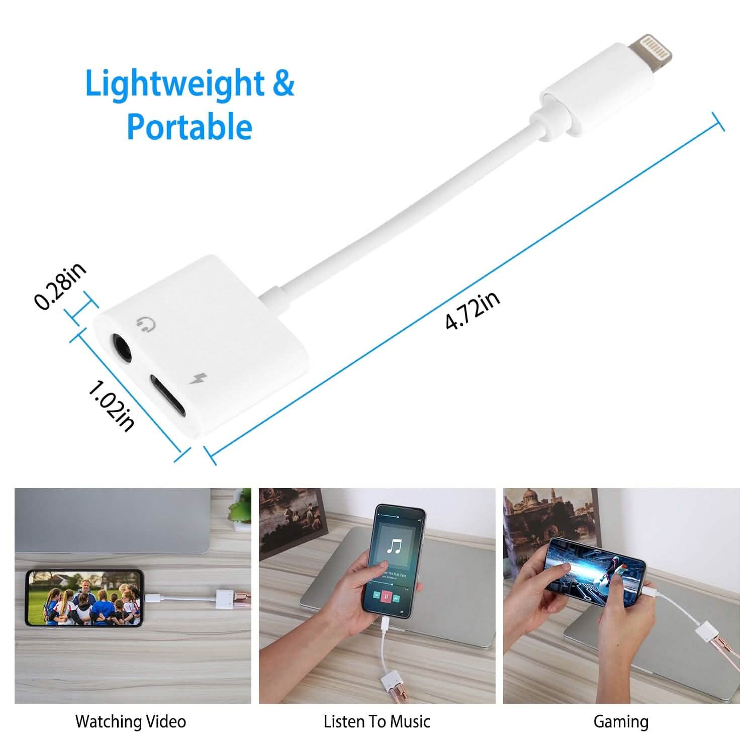 2-in-1 3.5mm Headphone Adapter Charger Audio Splitter Dongle DailySale