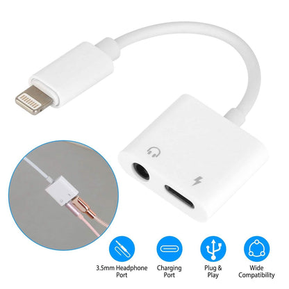 2-in-1 3.5mm Headphone Adapter Charger Audio Splitter Dongle DailySale