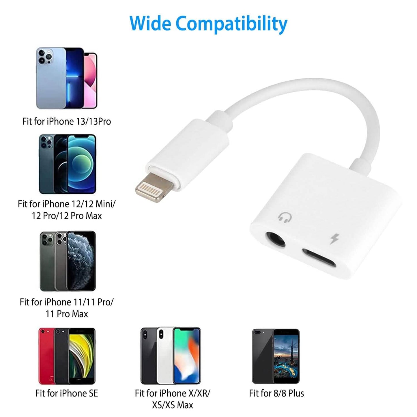 2-in-1 3.5mm Headphone Adapter Charger Audio Splitter Dongle DailySale