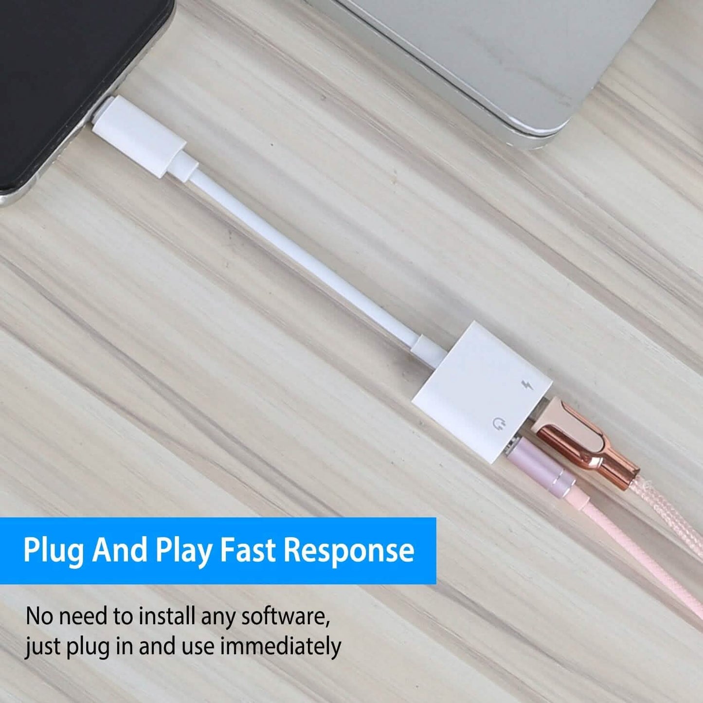 2-in-1 3.5mm Headphone Adapter Charger Audio Splitter Dongle DailySale
