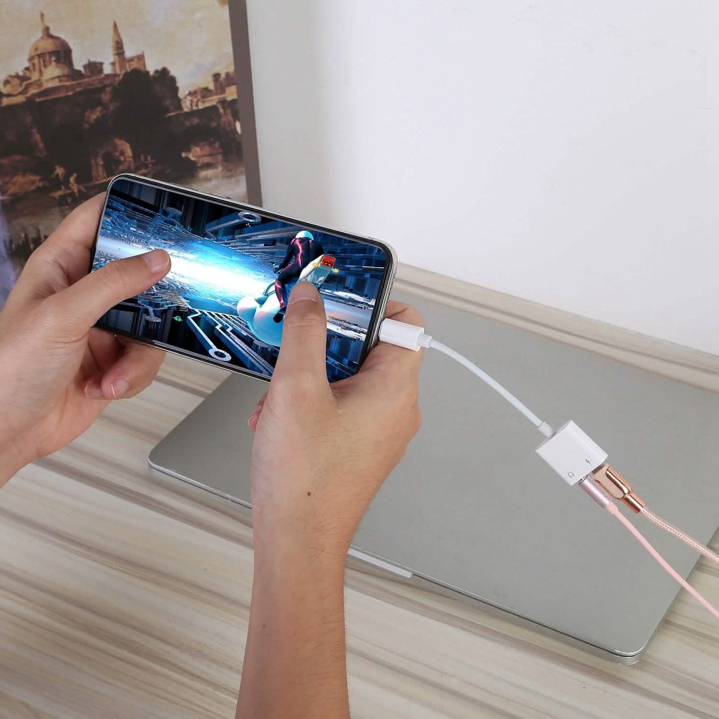 2-in-1 3.5mm Headphone Adapter Charger Audio Splitter Dongle DailySale
