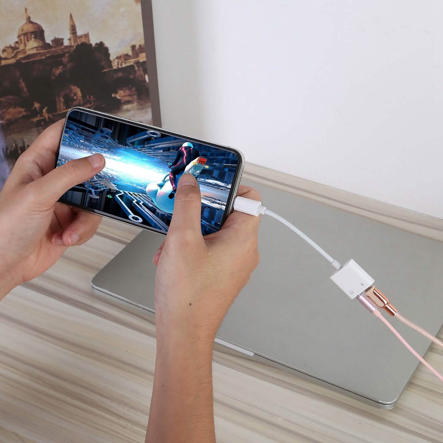 2-in-1 3.5mm Headphone Adapter Charger Audio Splitter Dongle DailySale