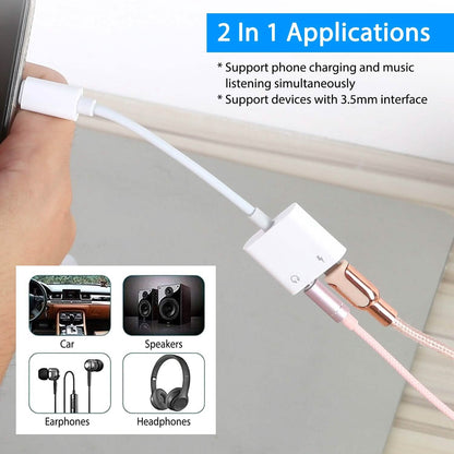 2-in-1 3.5mm Headphone Adapter Charger Audio Splitter Dongle DailySale