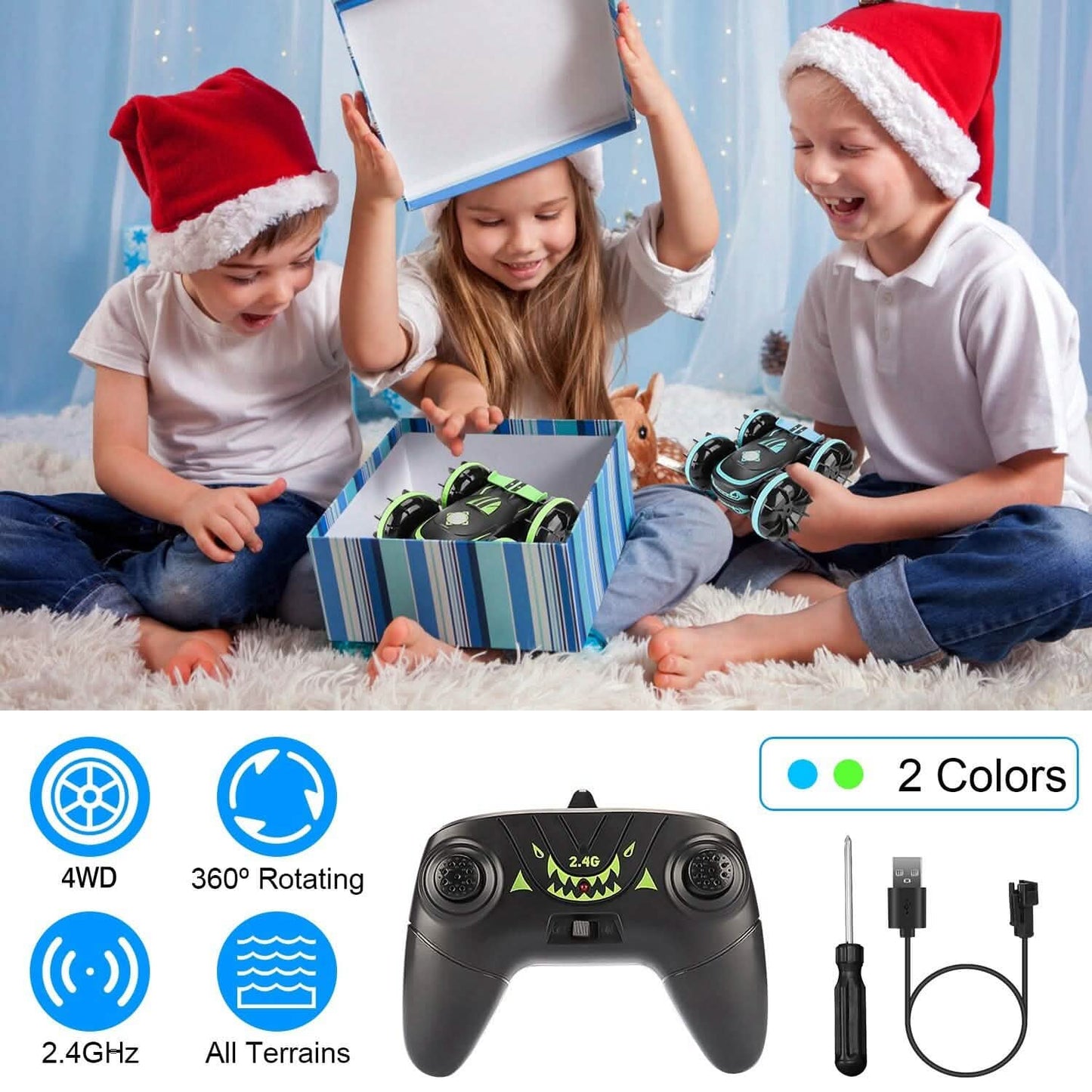 2-in-1 Amphibious RC Car Toy 4GHz 4WD Double-sided 360¬∞ Rotating Stunt Car DailySale
