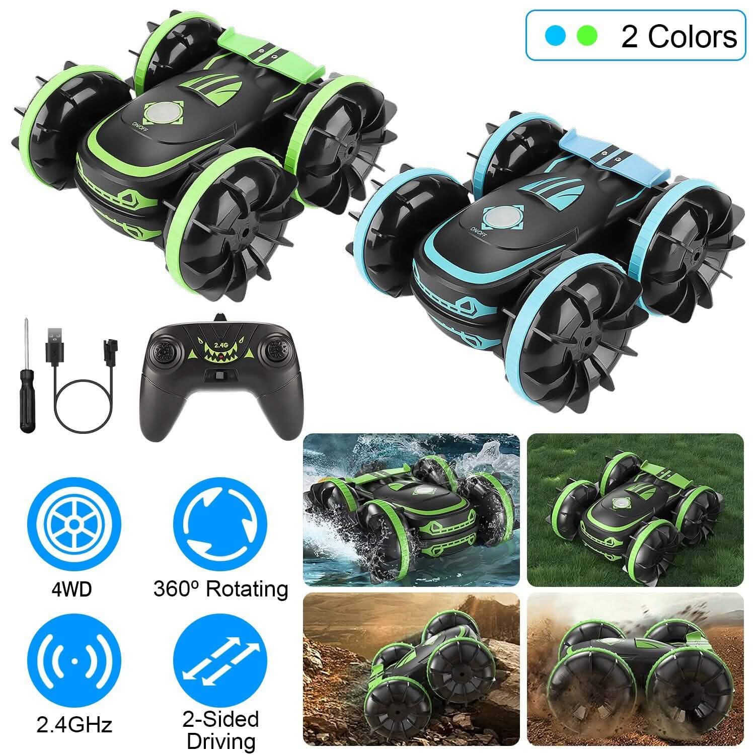 2-in-1 Amphibious RC Car Toy 4GHz 4WD Double-sided 360¬∞ Rotating Stunt Car DailySale