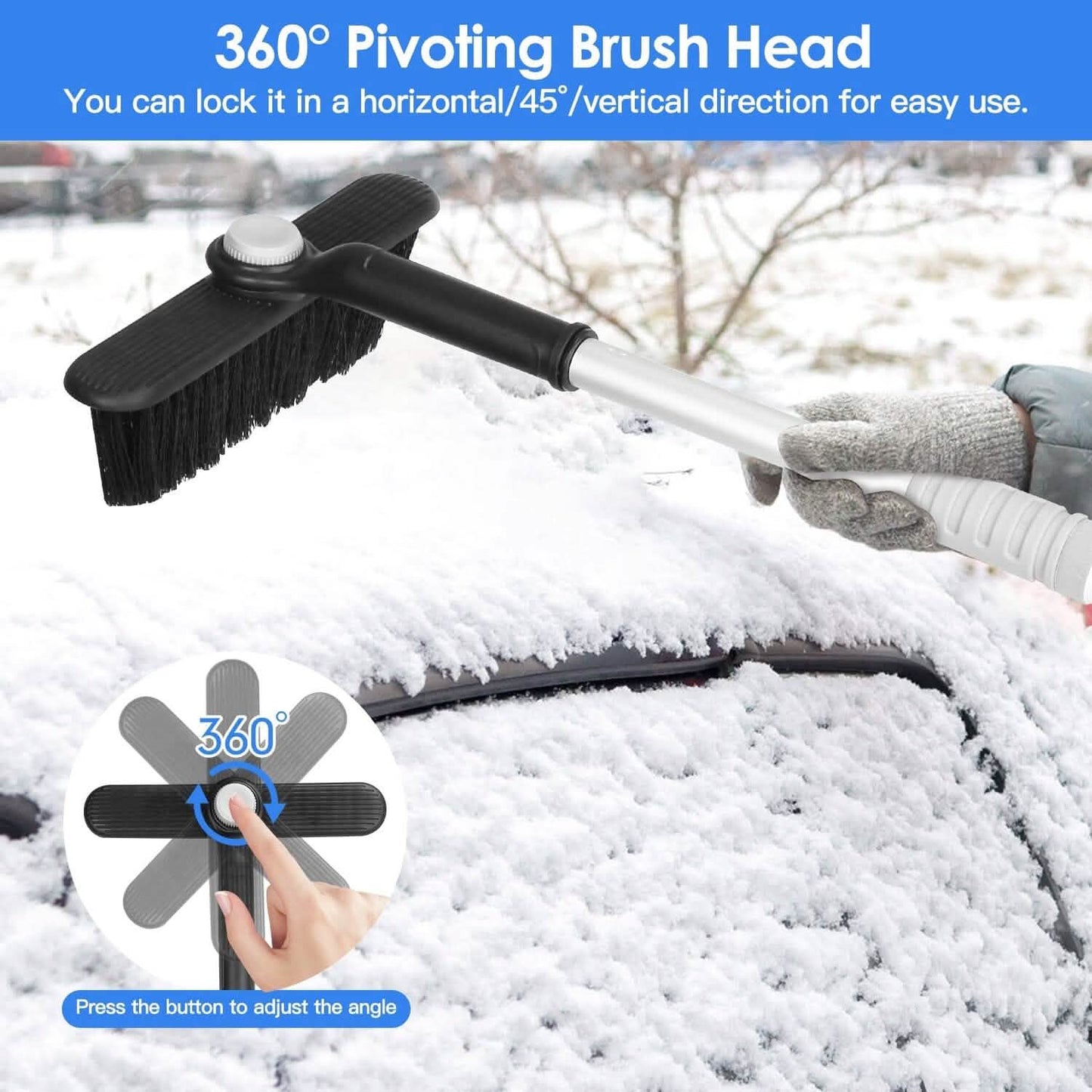 2-in-1 Automobile Snow Shovel Frost Removal with 360¬∞ Pivoting Brush Head DailySale