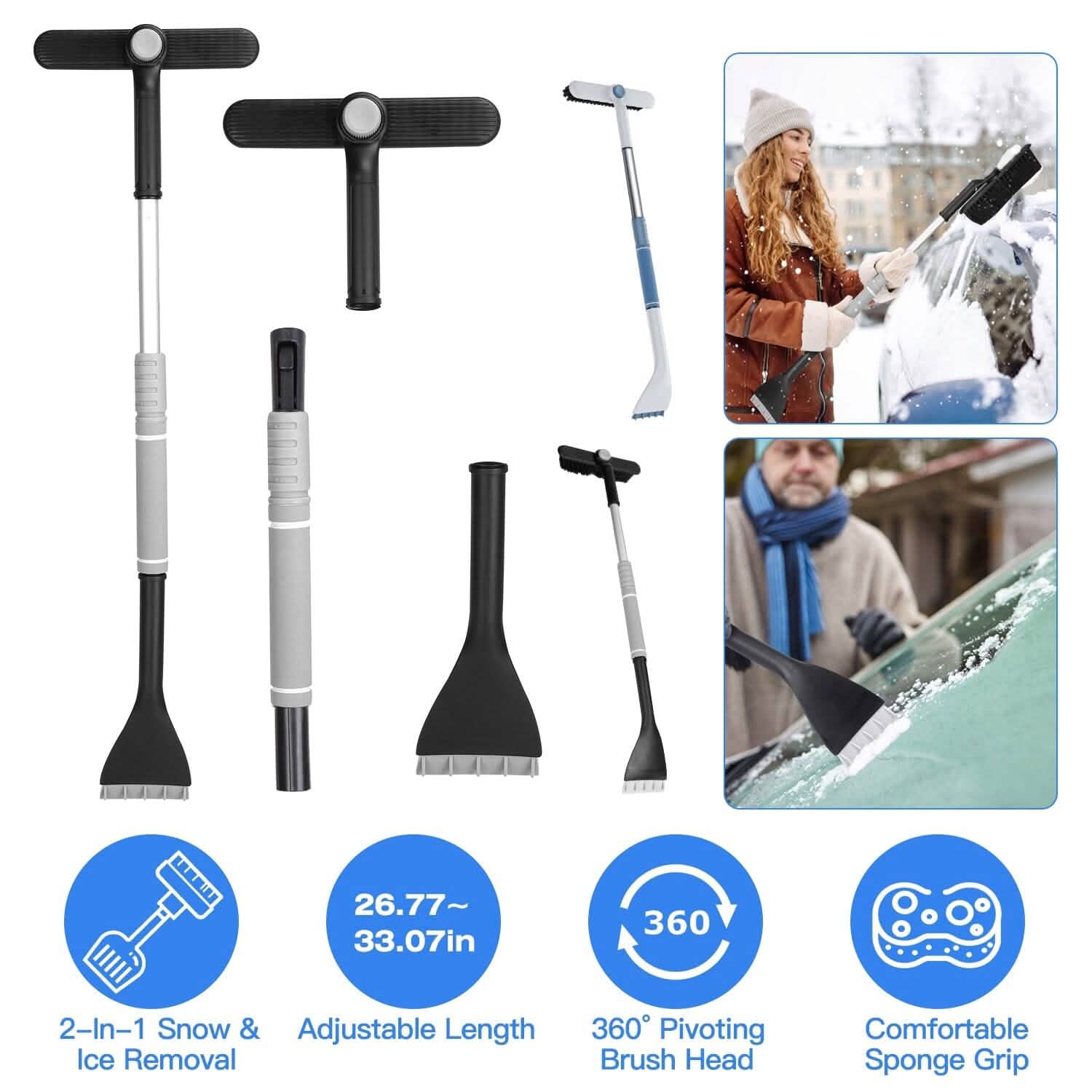 2-in-1 Automobile Snow Shovel Frost Removal with 360¬∞ Pivoting Brush Head DailySale