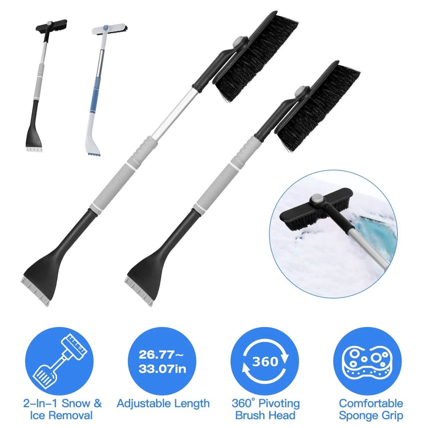 2-in-1 Automobile Snow Shovel Frost Removal with 360¬∞ Pivoting Brush Head DailySale