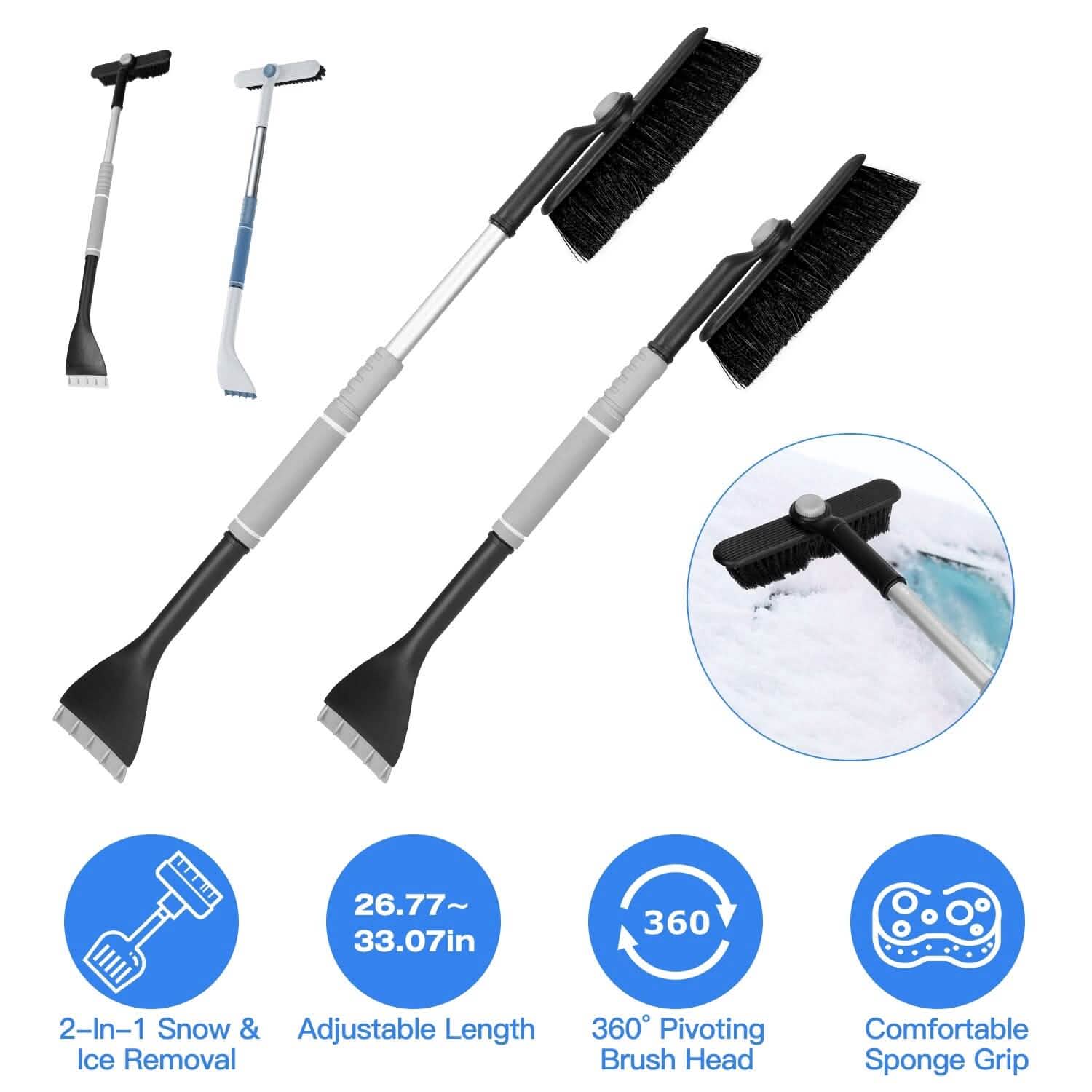 2-in-1 Automobile Snow Shovel Frost Removal with 360¬∞ Pivoting Brush Head DailySale
