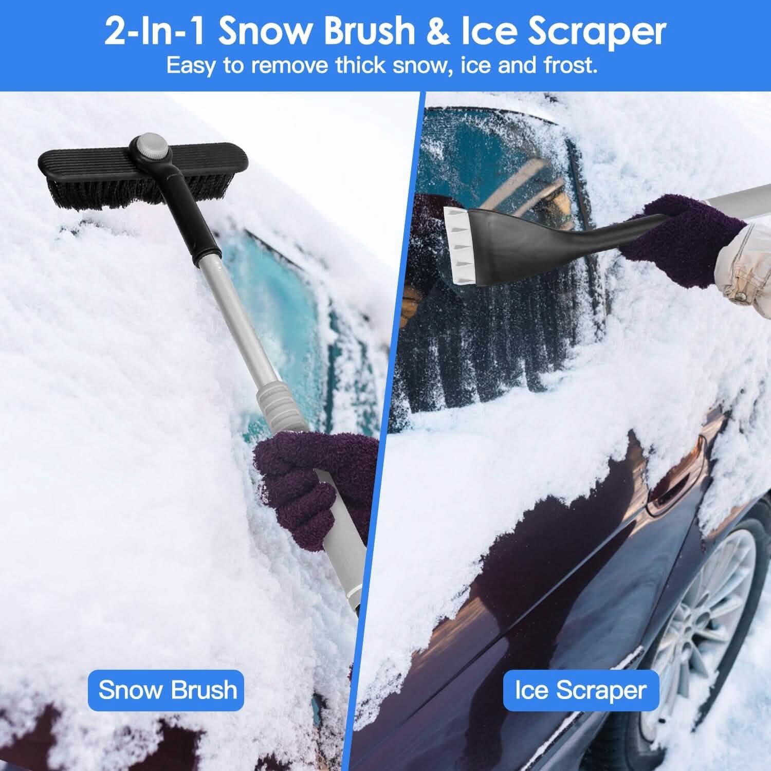2-in-1 Automobile Snow Shovel Frost Removal with 360¬∞ Pivoting Brush Head DailySale