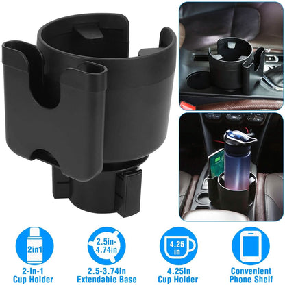 2-in-1 Car Cup Holder with Phone Holder Adjustable Base DailySale