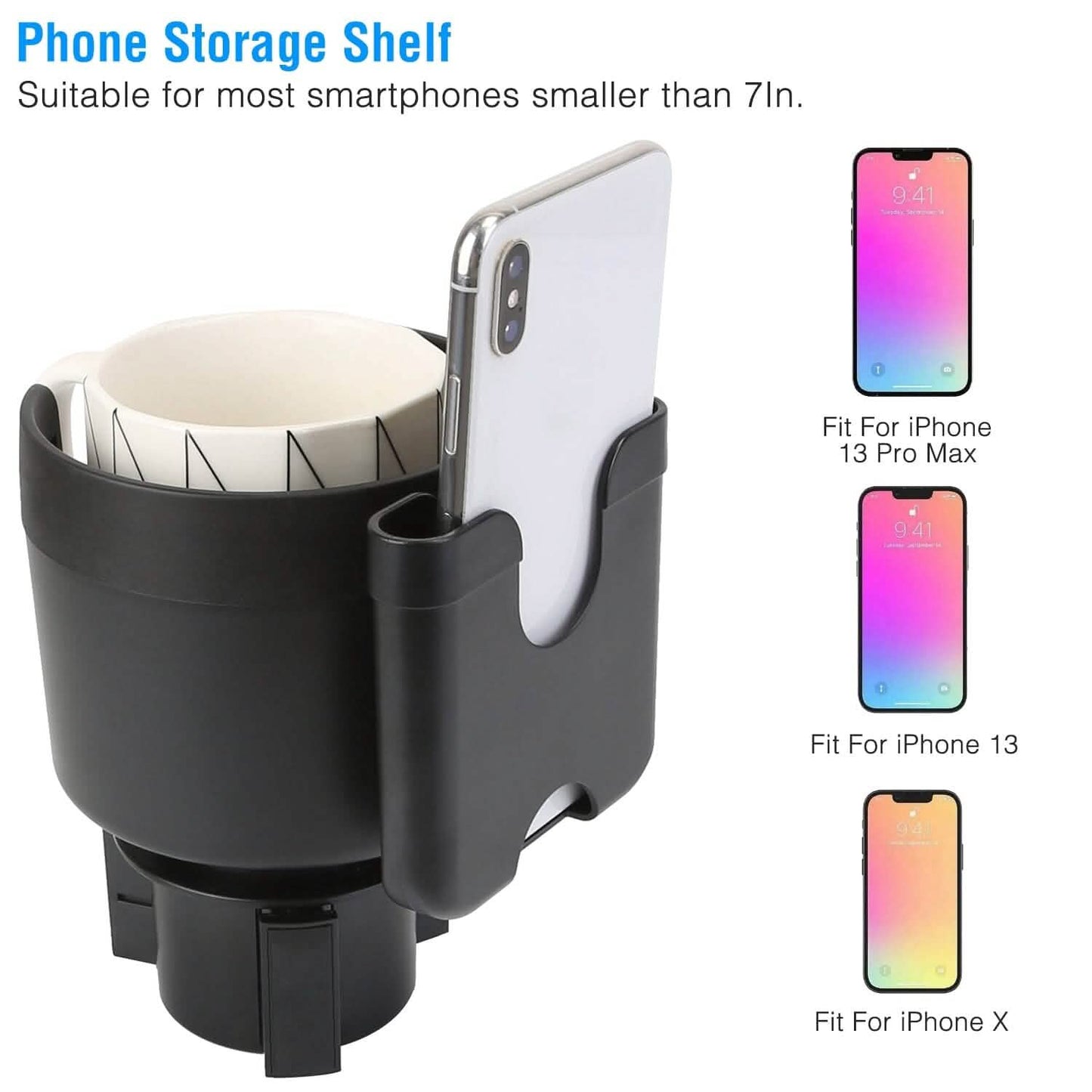 2-in-1 Car Cup Holder with Phone Holder Adjustable Base DailySale