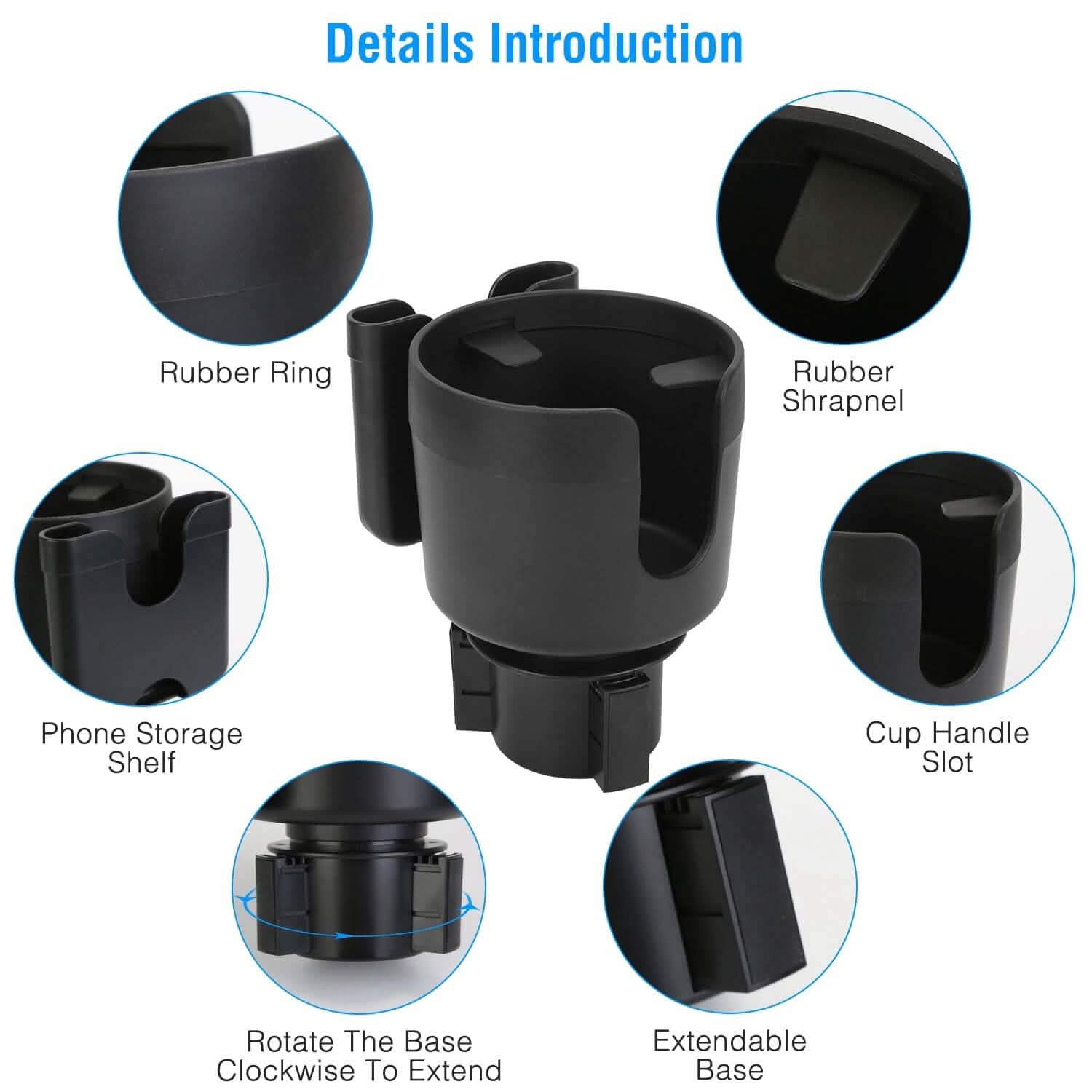 2-in-1 Car Cup Holder with Phone Holder Adjustable Base DailySale